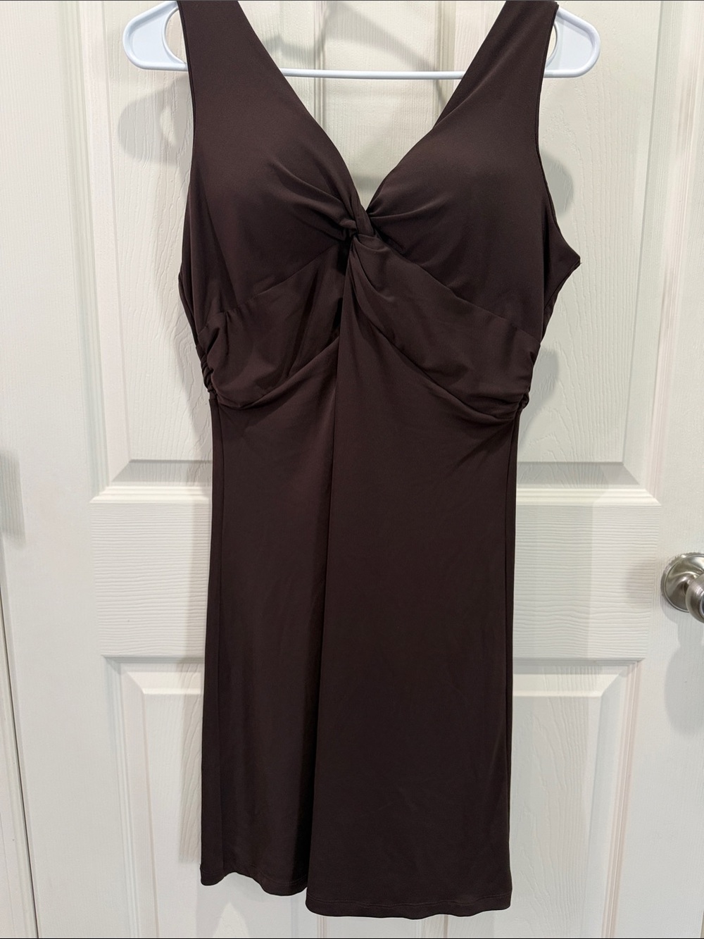Essentials by Milano Brown Twist-Front Sleeveless Dress